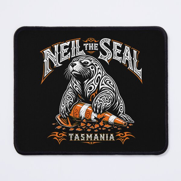 Item preview, Neil the Seal Tribal Tattoo Tasmania Funny Meme Black T-Shirt designed and sold by Uglyandcute.