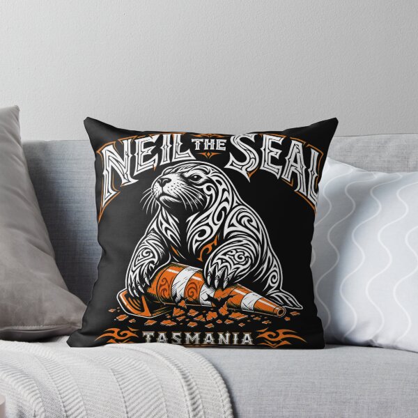 Item preview, Neil the Seal Tribal Tattoo Tasmania Funny Meme Black T-Shirt designed and sold by Uglyandcute.