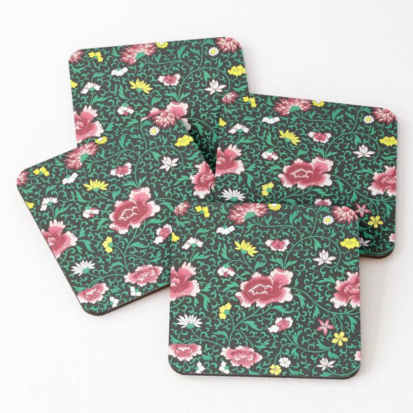 Item preview, Vintage Black and Green Chinoiserie Floral Pattern designed and sold by The Ravens Ballad.