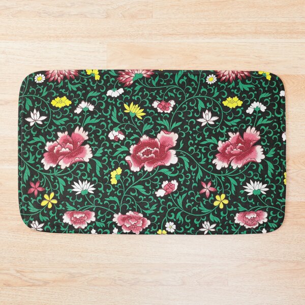 Item preview, Vintage Black and Green Chinoiserie Floral Pattern designed and sold by The Ravens Ballad.