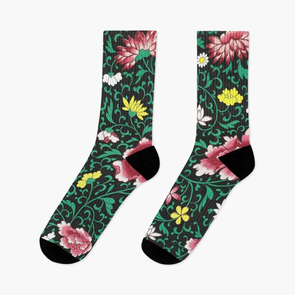 Item preview, Vintage Black and Green Chinoiserie Floral Pattern designed and sold by The Ravens Ballad.