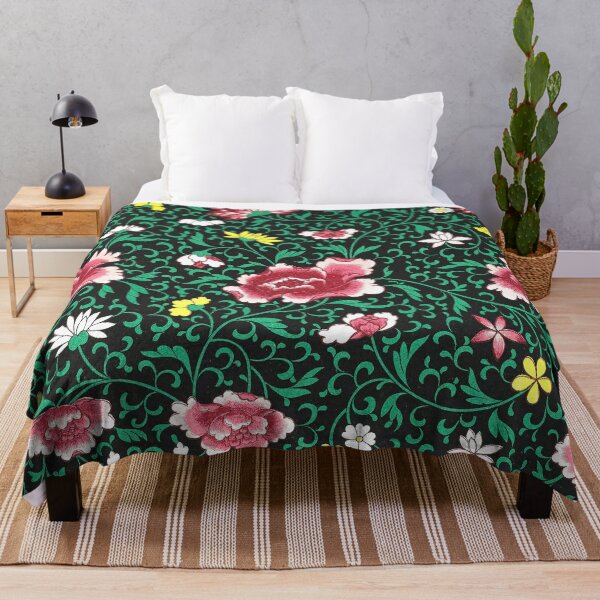 Item preview, Vintage Black and Green Chinoiserie Floral Pattern designed and sold by The Ravens Ballad.