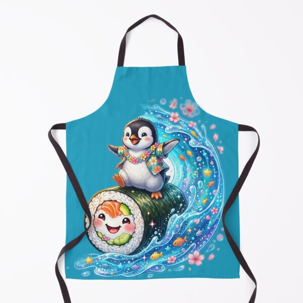 Item preview, Baby penguin surfing sushi roll designed and sold by kidoramagic.