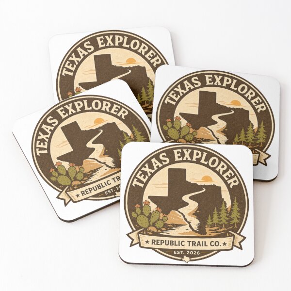 Item preview, Texas Explorer - Vintage Adventure Design Style Badge designed and sold by RepublicTrailCo.