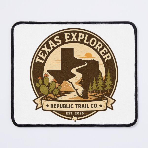 Item preview, Texas Explorer - Vintage Adventure Design Style Badge designed and sold by RepublicTrailCo.