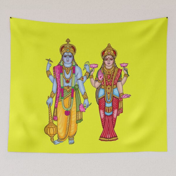 Item preview, Lord Lakshmi Narayan Artwork | Divine Hindu God Digital Painting Illustration designed and sold by Harshit_Digital_Arts.
