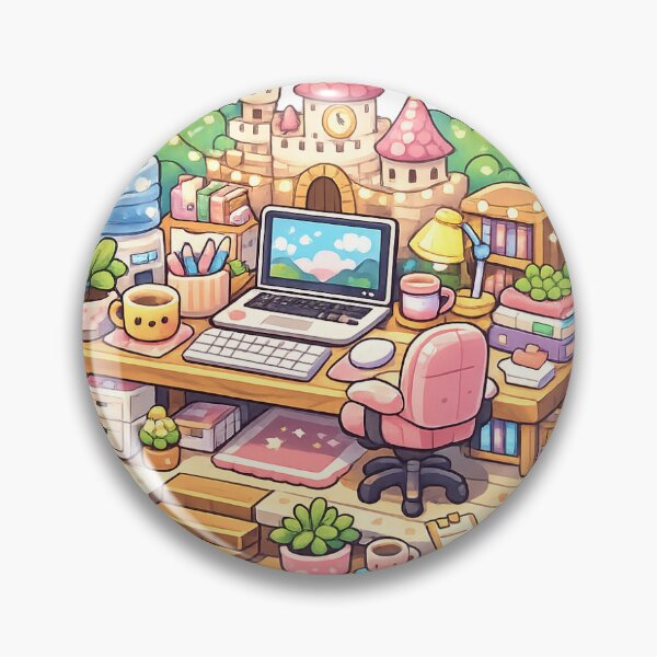 Item preview, Tiny Desk Setup Sticker Kawaii Office Desk Aesthetic for Students, Gamers & Remote Workers designed and sold by CutePrintCorner.