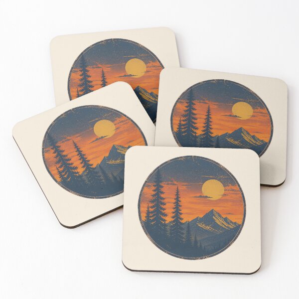 Item preview, Circular Mountain Sunset Emblem Vintage Nature Print designed and sold by LABERTINY VINTAGE.