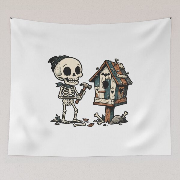 Item preview, Skeleton Building Haunted Birdhouse with Hammer designed and sold by MisteryDesigner.