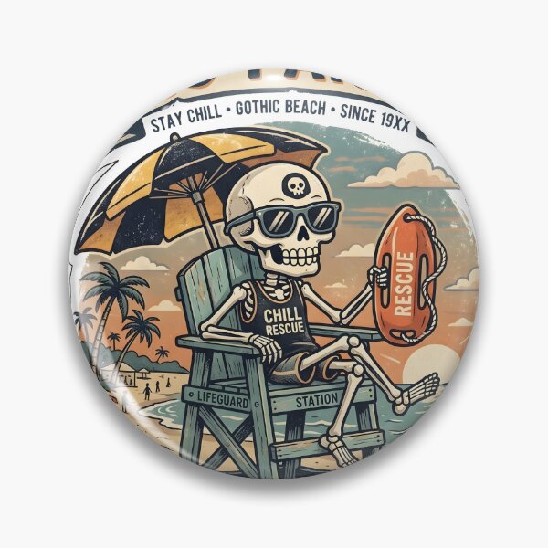 Item preview, skeleton Lifeguard Sitting on Chair at Gothic Beach designed and sold by MisteryDesigner.