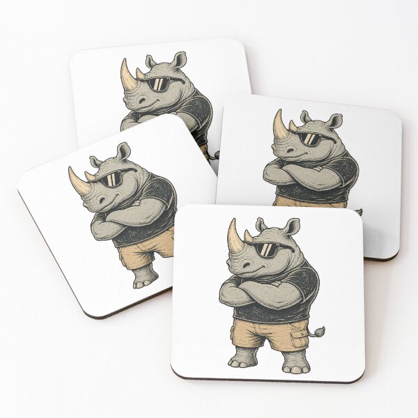 Item preview, Cool Retro Rhino Wearing Sunglasses designed and sold by Moizento.