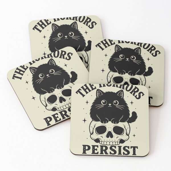 Item preview, Horrors Persist But So Do I Black Cat Skull Cute Goth Art designed and sold by Retro Rascals Co..