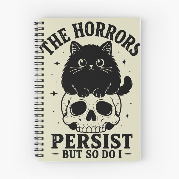 Item preview, Horrors Persist But So Do I Black Cat Skull Cute Goth Art designed and sold by Retro Rascals Co..