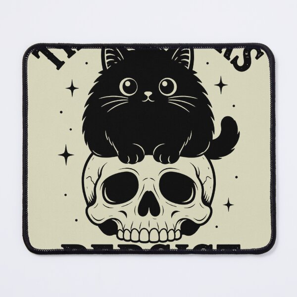 Item preview, Horrors Persist But So Do I Black Cat Skull Cute Goth Art designed and sold by Feral Feline.