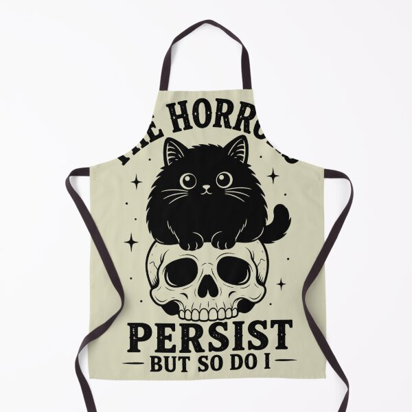Item preview, Horrors Persist But So Do I Black Cat Skull Cute Goth Art designed and sold by Retro Rascals Co..