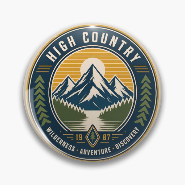Item preview, High Country Wilderness Mountain Emblem Vintage Badge designed and sold by LABERTINY VINTAGE.