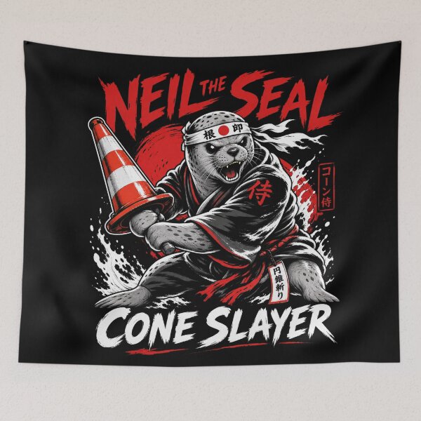 Item preview, Neil the Seal Samurai Cone Slayer Japanese Style Funny Meme T-Shirt designed and sold by Uglyandcute.