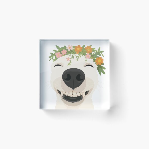 Item preview, Happy Dog with Flowers Meme Illustration designed and sold by PrintondemArt.