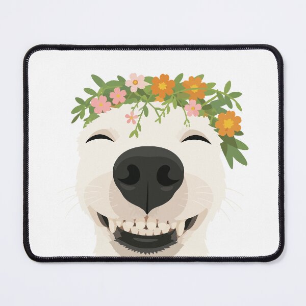 Item preview, Happy Dog with Flowers Meme Illustration designed and sold by PrintondemArt.