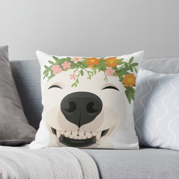 Item preview, Happy Dog with Flowers Meme Illustration designed and sold by PrintondemArt.