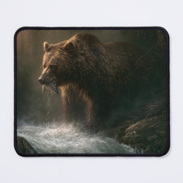 Item preview, Grizzly Bear Fishing in River, Wildlife designed and sold by GuildedWordGraphics.