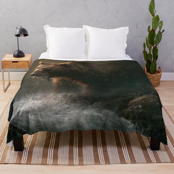 Item preview, Grizzly Bear Fishing in River, Wildlife designed and sold by GuildedWordGraphics.