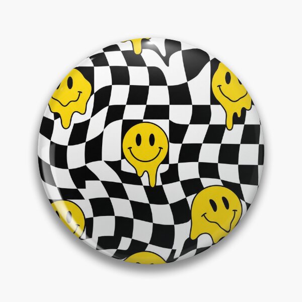 Item preview, Retro Checkerboard Melting Smiley Aesthetic Pattern designed and sold by yPaladino432.