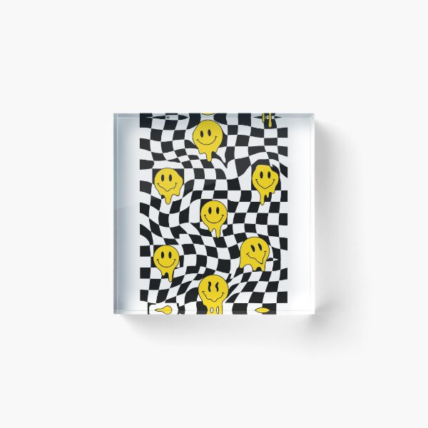 Item preview, Retro Checkerboard Melting Smiley Aesthetic Pattern designed and sold by yPaladino432.