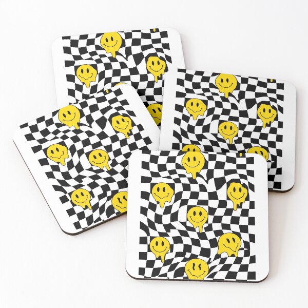 Item preview, Retro Checkerboard Melting Smiley Aesthetic Pattern designed and sold by yPaladino432.