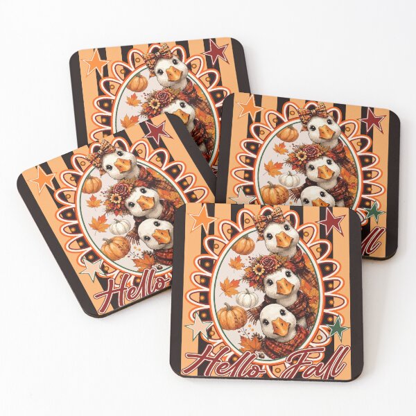 Item preview, Cute Fall Geese Autumn Pumpkins Hello Fall Retro designed and sold by mari-kayden.