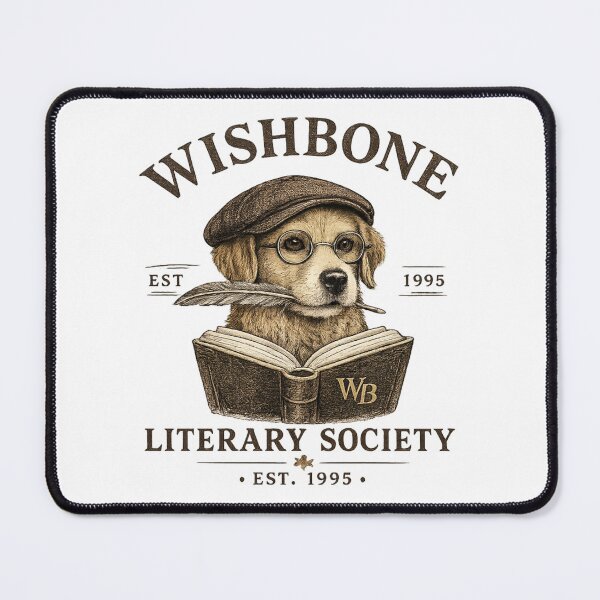 Item preview, Wishbone Literary Society Vintage Book Lover Dog Design designed and sold by peachlovey.