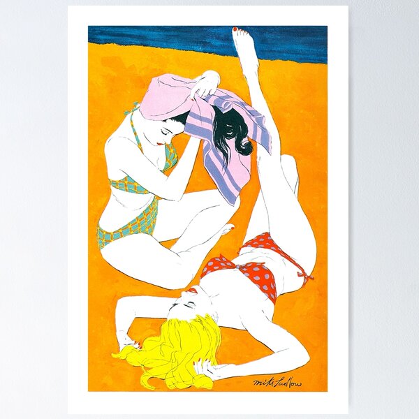 Item preview, Vintage 1950s Beach Pin-Up Girls Illustration designed and sold by Donkey's Salad.