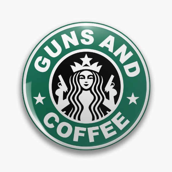 Artikelvorschau, Guns & Coffee – Parodie des Starbucks-Logos entworfen und verkauft von DGMaxShop.