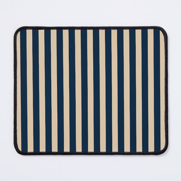 Item preview, Ultra Fine Stripe Narrow Vertical Pinstripe Pattern in Mid Mod Navy Blue and Beige designed and sold by kierkegaard.