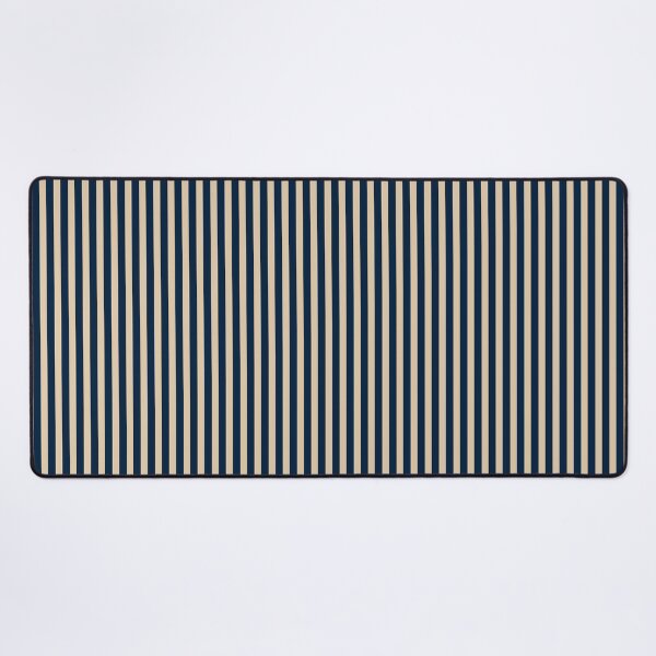 Item preview, Ultra Fine Stripe Narrow Vertical Pinstripe Pattern in Mid Mod Navy Blue and Beige designed and sold by kierkegaard.