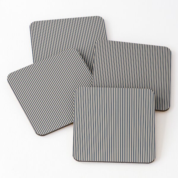 Item preview, Ultra Fine Stripe Narrow Vertical Pinstripe Pattern in Mid Mod Navy Blue and Beige designed and sold by kierkegaard.