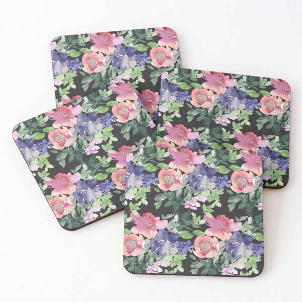 Item preview, Red-Magenta And Blue Floral Pattern On Black designed and sold by DEC02.