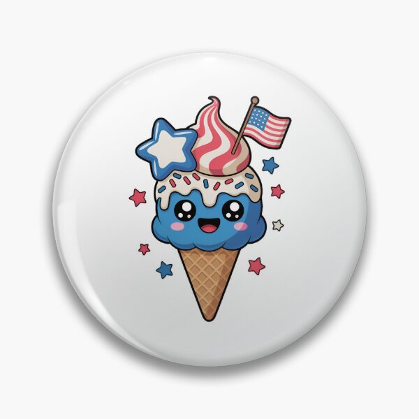 Item preview, Cute Patriotic Ice Cream Kawaii Cartoon – 4th of July USA Dessert Illustration designed and sold by Celebrate & Sparkle.