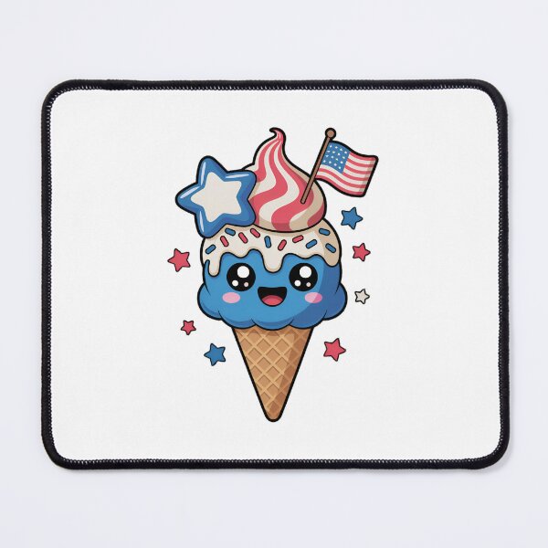 Item preview, Cute Patriotic Ice Cream Kawaii Cartoon – 4th of July USA Dessert Illustration designed and sold by Celebrate & Sparkle.