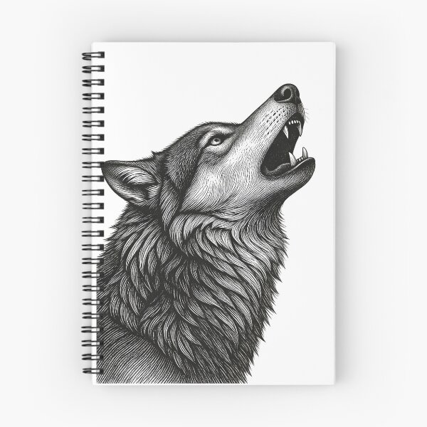 Item preview, Howling Wild Wolf Monochrome Art Portrait designed and sold by LABERTINY VINTAGE.