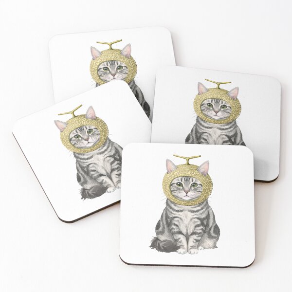 Item preview, Kawaii Fruit Kitty | Silver Tabby Cat & Watermelon designed and sold by KittyClosetStore.