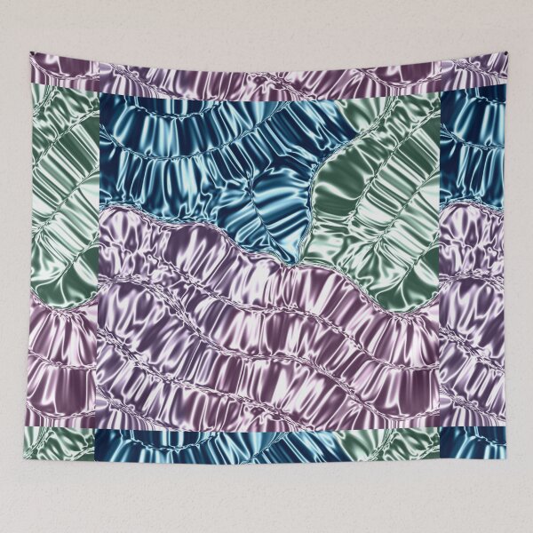 Item preview, Silky Satin Ruffles Pink Green Blue  designed and sold by HydrangeaDelMar.
