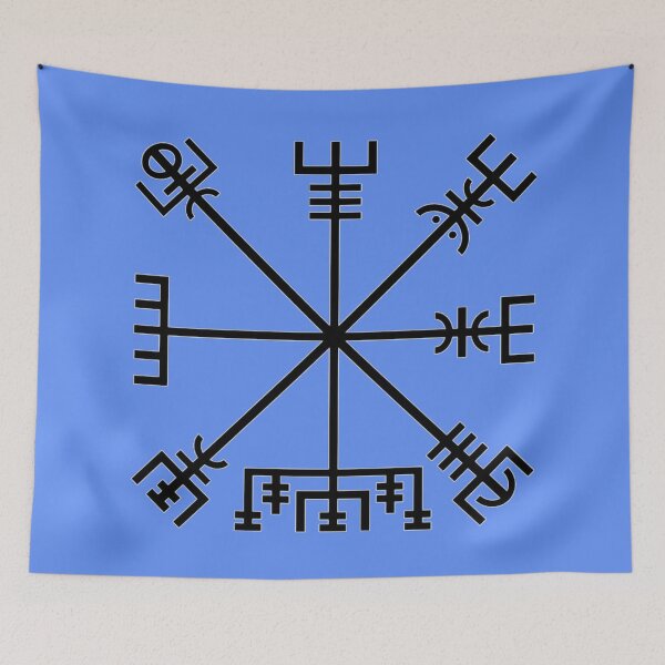 Item preview, Vegvísir Icelandic Wayfinder Symbol, Nordic Compass of Guidance and Protection in black. designed and sold by shorethings.