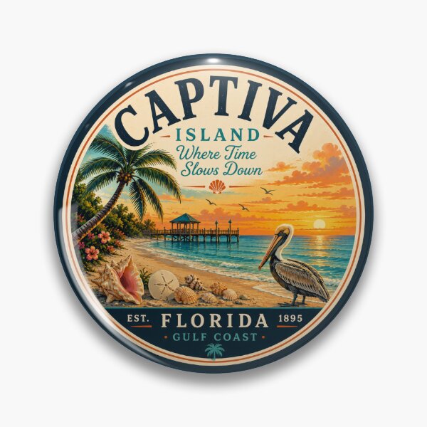 Item preview, Captiva Island Badge | Where Time Slows Down Retro Florida Gulf Coast Emblem designed and sold by piketo.