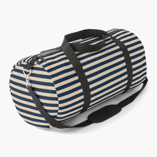 Item preview, Ultra Fine Stripe Narrow Pinstripe Pattern in Mid Mod Navy Blue and Beige designed and sold by kierkegaard.