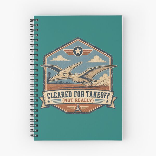 Item preview, Pterodactyl Cleared For Takeoff Funny Aviation Badge designed and sold by PreeCha Art & Co..