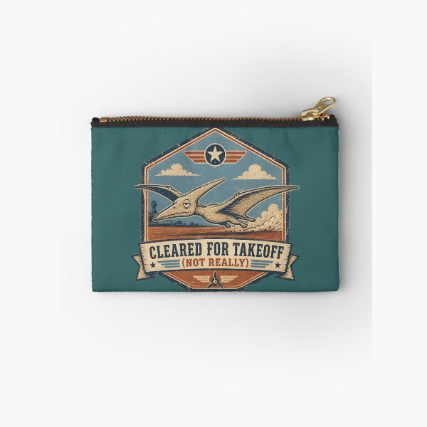 Item preview, Pterodactyl Cleared For Takeoff Funny Aviation Badge designed and sold by PreeCha Art & Co..