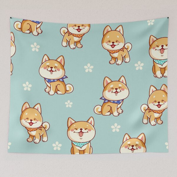 Item preview, Cute Shiba Inu Seamless Pattern | Kawaii Japanese Dog Repeat Print | Adorable Puppy Illustration for Dog Lovers designed and sold by RJACreative.