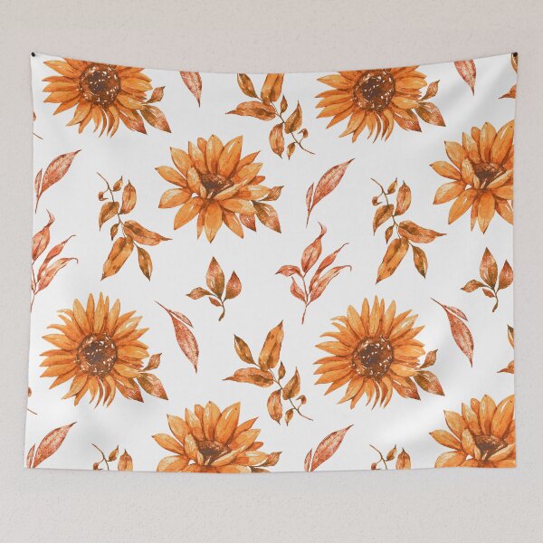 Item preview, Orange Sunflowers Classic Floral Pattern With Leaves designed and sold by DEC02.