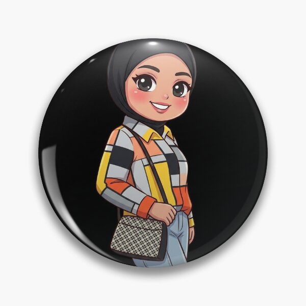 Item preview,  chibi Adorable Cartoon Girl in Plaid Shirt and Cargo  designed and sold by TheModernMuslimah.